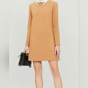 Maje Ragone Embellished Collar Twill Mini Dress
